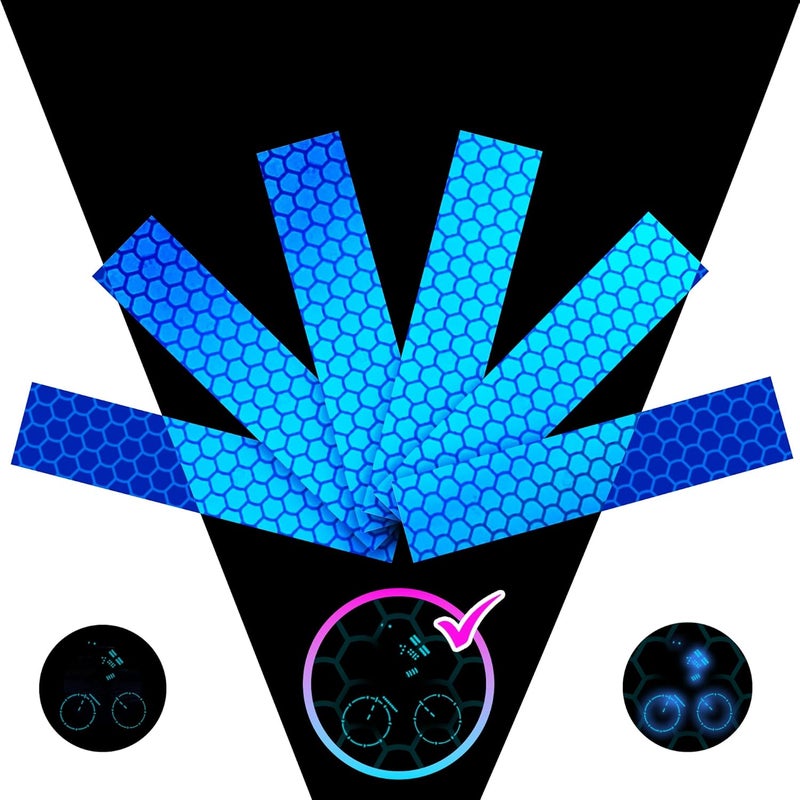 Loom Reflective Stickers for Helmet | 6pcs Prism Blue | Similar to 3M Reflective Tape | Bike Reflectors for Night Riding, Mailbox reflectors | Waterproof hi vis Decals for Car, Trailer - Image 1